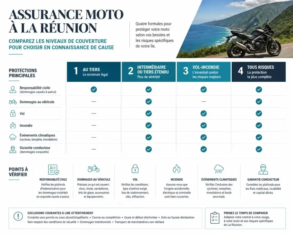 Devis assurance moto gratuit Réunion : comparaison des formules et garanties